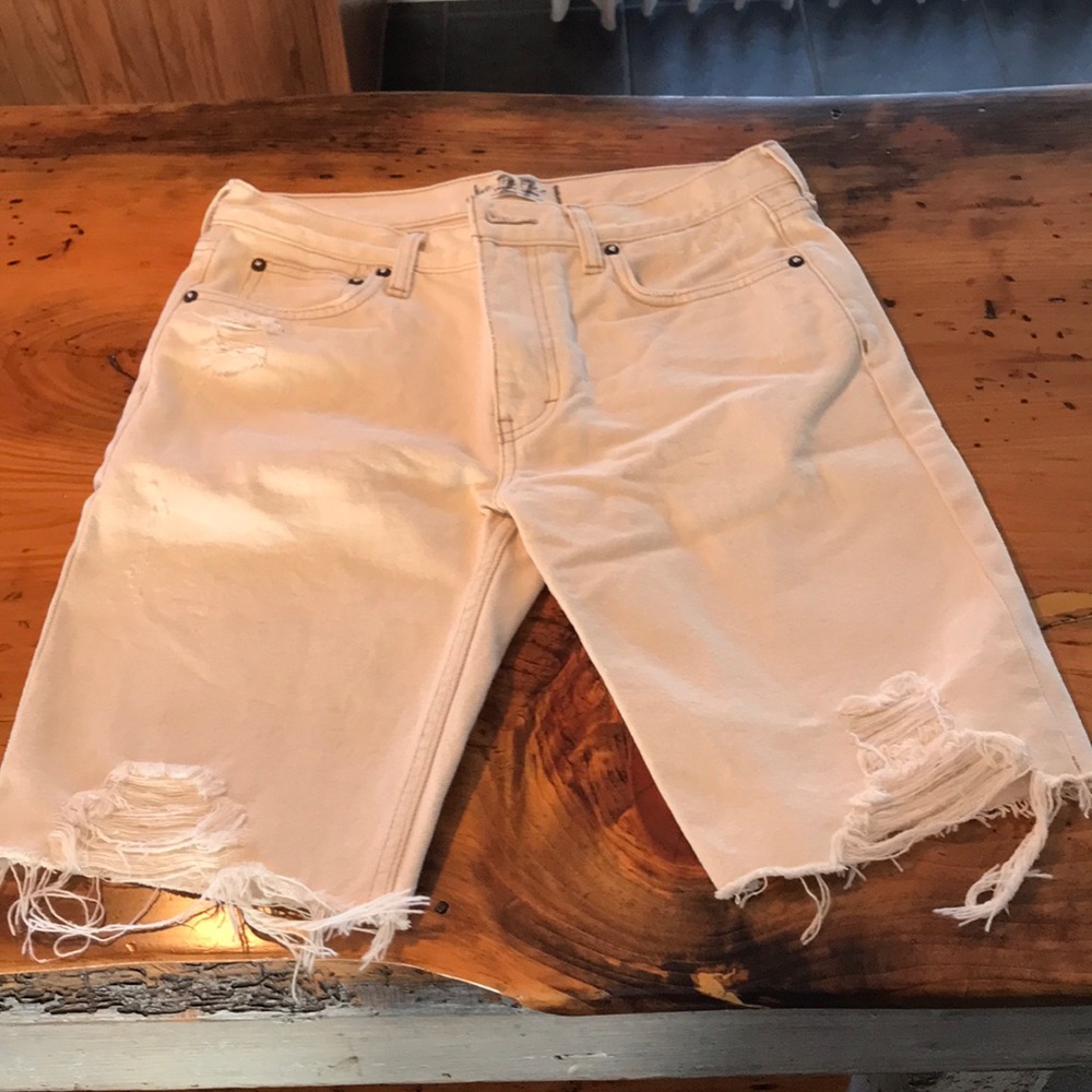 Free People Off White (Cream) Denim Shorts